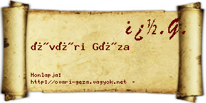 Óvári Géza névjegykártya