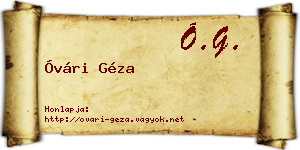 Óvári Géza névjegykártya